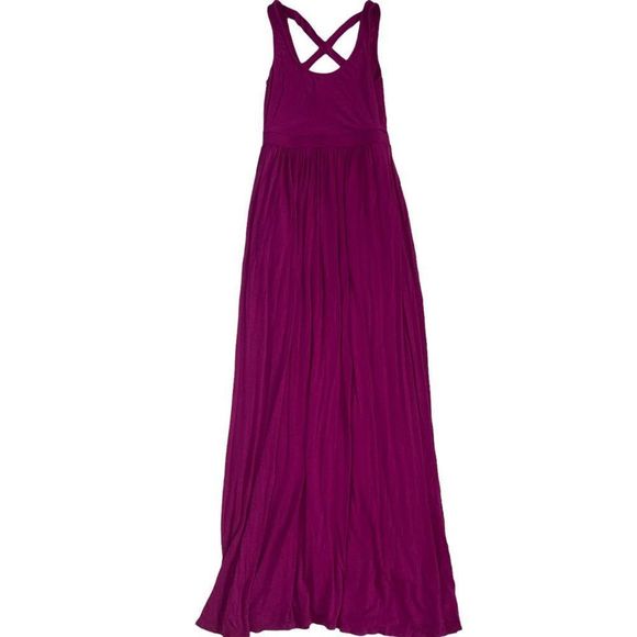 Anthropologie Dresses & Skirts - Anthropologie Maeve Cross-Back Magenta Maxi Dress XXS